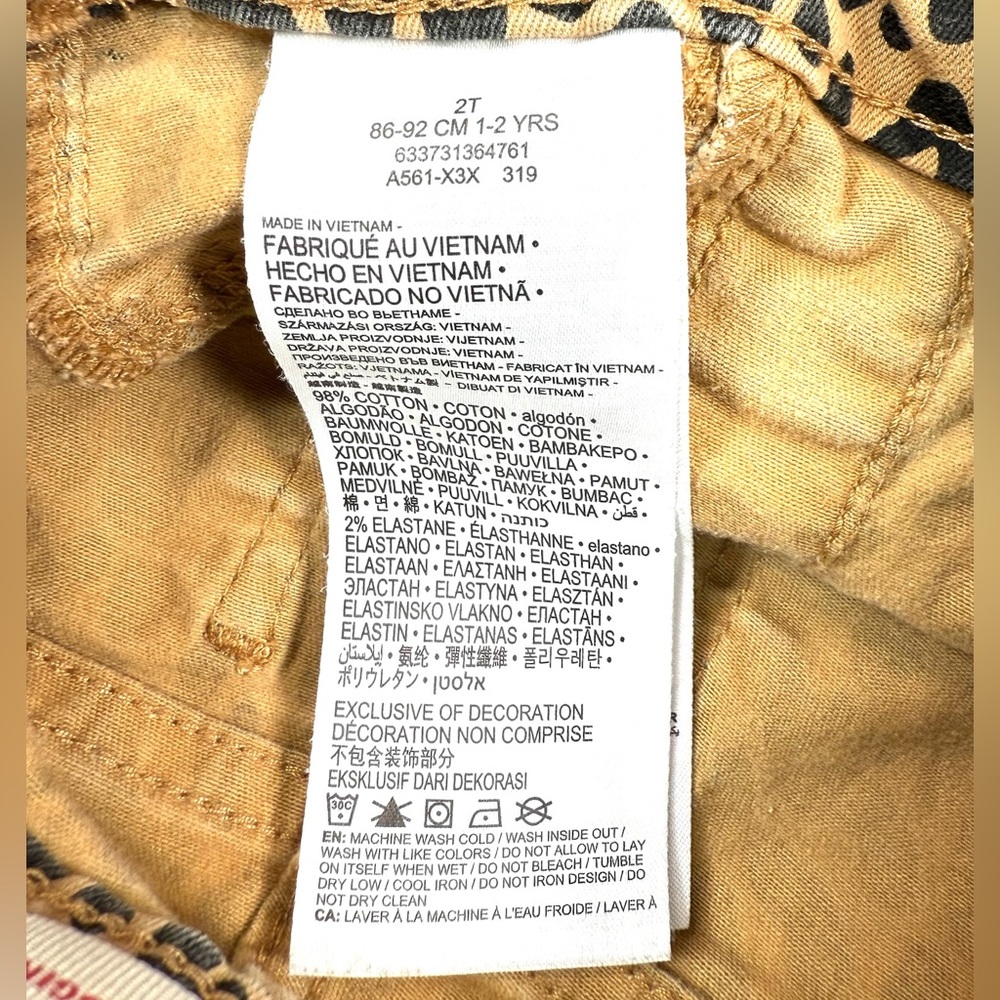 LEVI’S Toddler Girls’ Leopard‎ Print Pull-On Jeggings Boho Animal Print Size 2T - Picture 8 of 8
